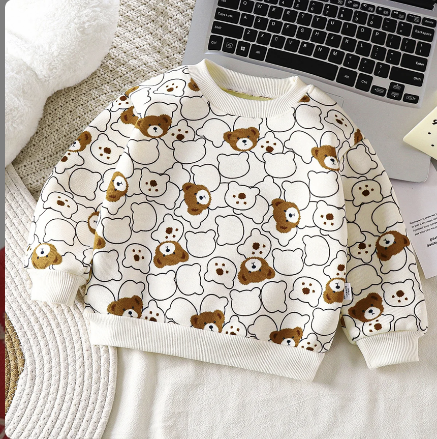 Cute Bear Print Unisex Kids Sweatshirt