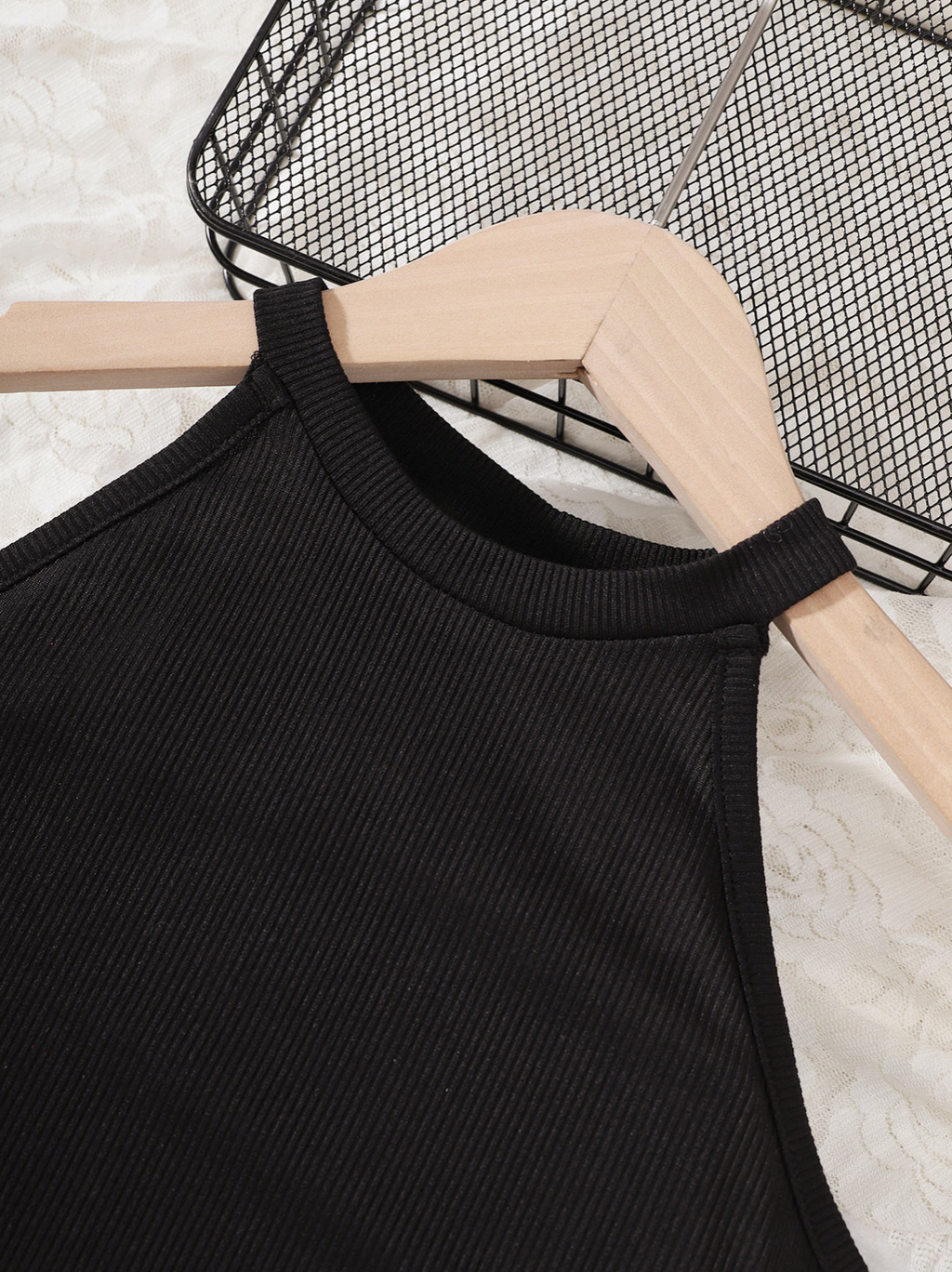 Girls’ co-ord set in black and olive green