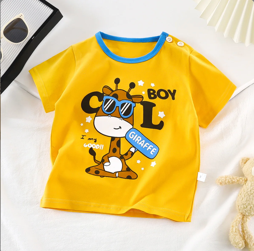 Giraffe Print Yellow Tshirt