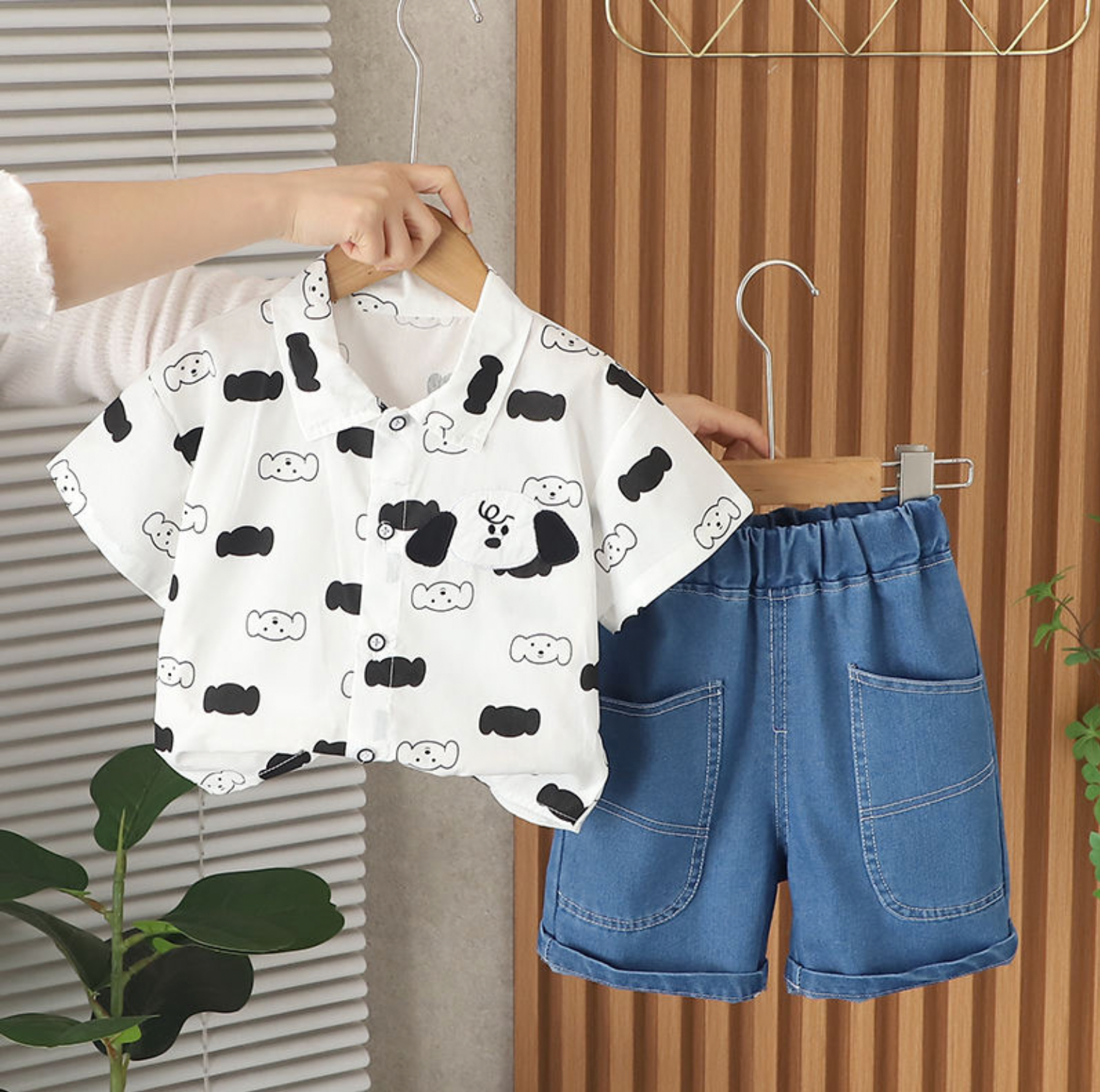 Boys' Shirt and Denim Shorts Set