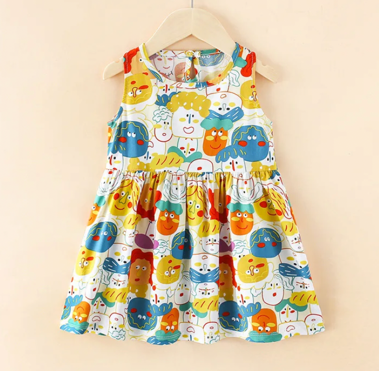 Multicolor Sleeveless Cartoon Faces Dress