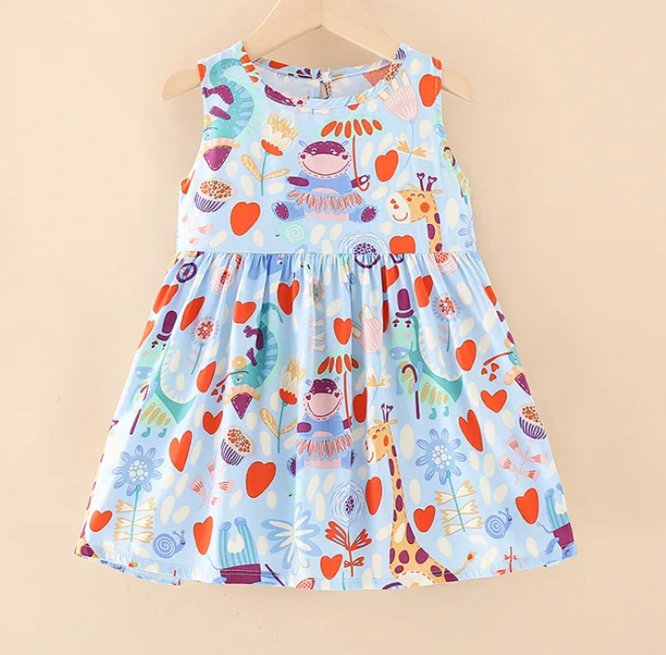 Colorful Print Sleeveless Dress for Girls – Fun and Comfy Everyday Wear