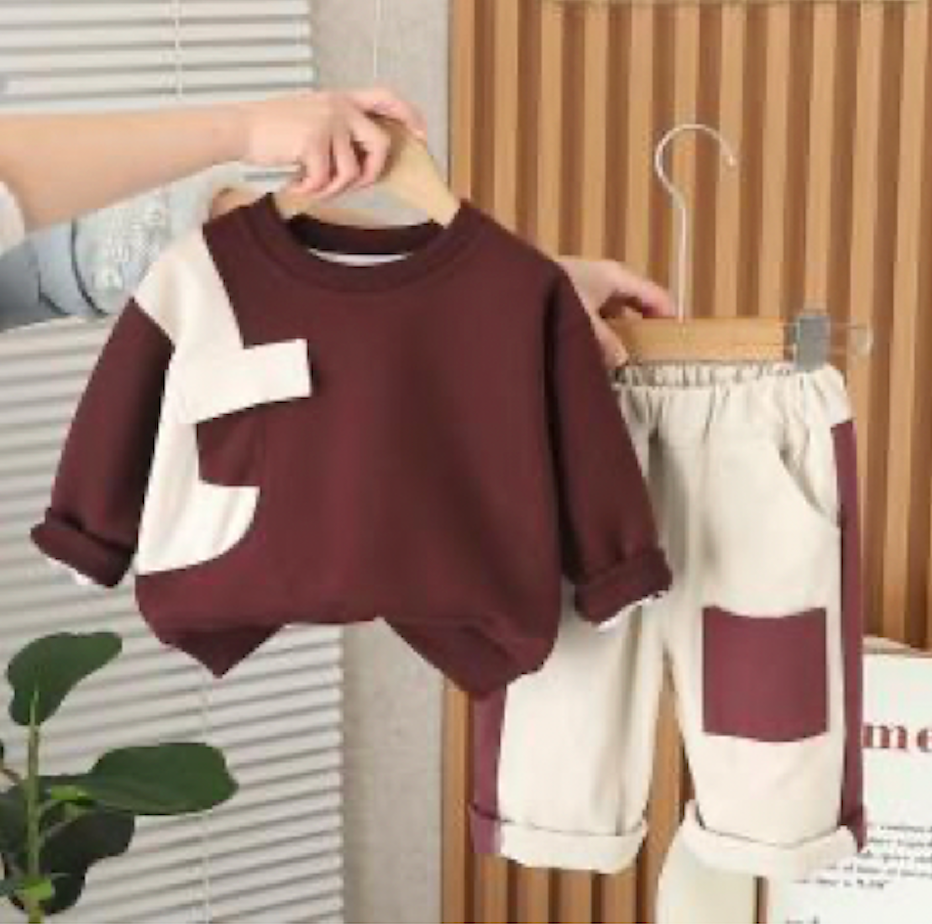 Stylish Chocolate & Cream Kids Co-ord Set for Boys