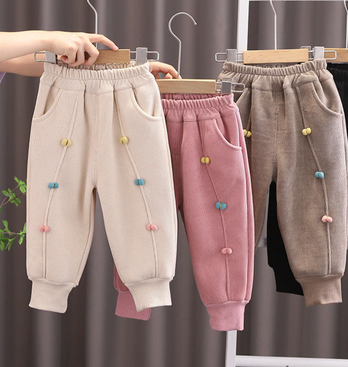 Snuggle Pom-Pom Girls Lounge Pants – Winter Cozy Collection.