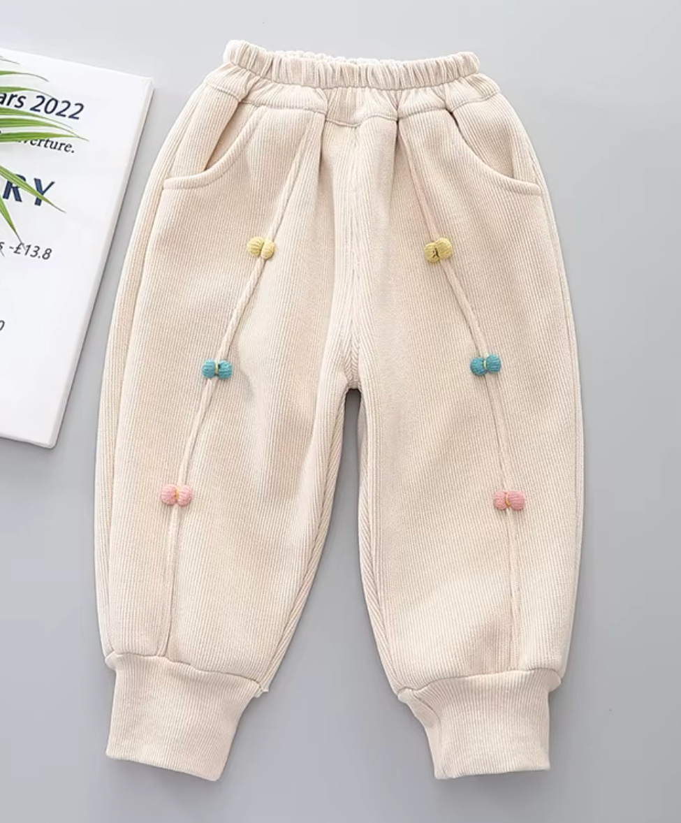 Snuggle Pom-Pom Girls Lounge Pants – Winter Cozy Collection.